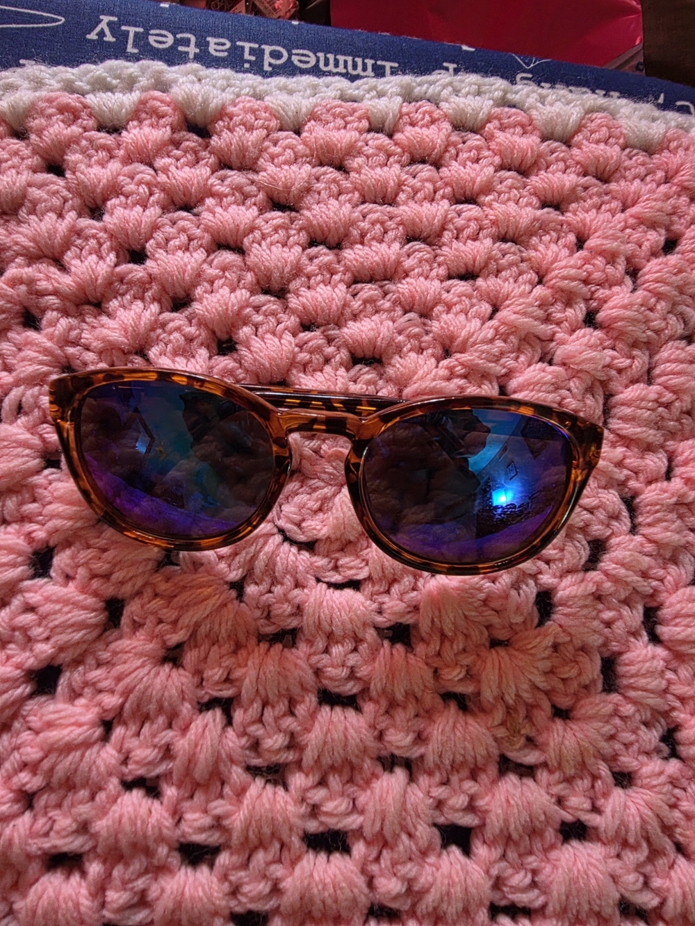 Kids Tortoise Shell Sunglasses with Blue Mirrored Lenses